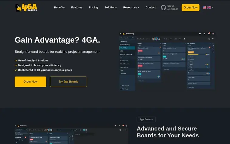 Screenshot of the 4ga Boards homepage