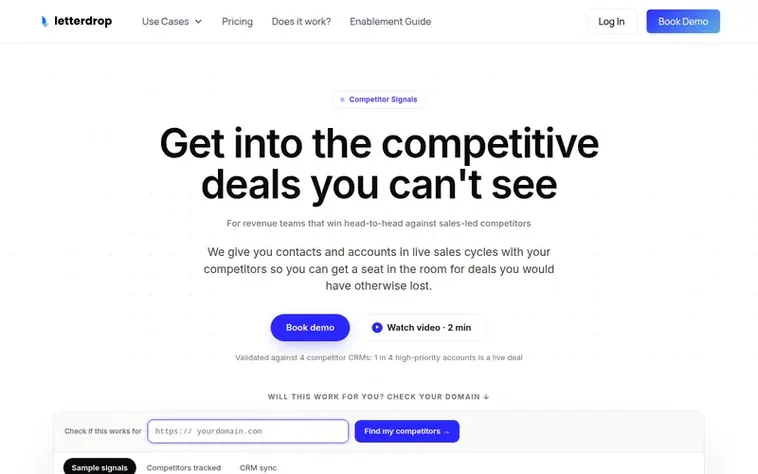 Screenshot of the Letterdrop homepage
